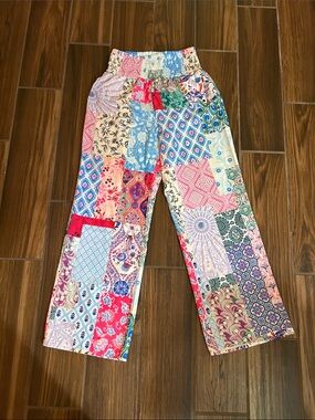 Women’s Multicolor Patchwork Print Flowy Pants